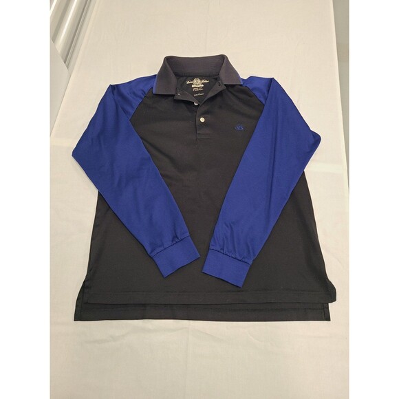 Brooks Brothers Long Sleeve Golf Polo Black and Blue Men's Small - Picture 1 of 7